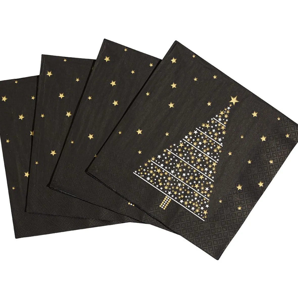 Serviette motif sapins noire et dorée x20-Gifi Best