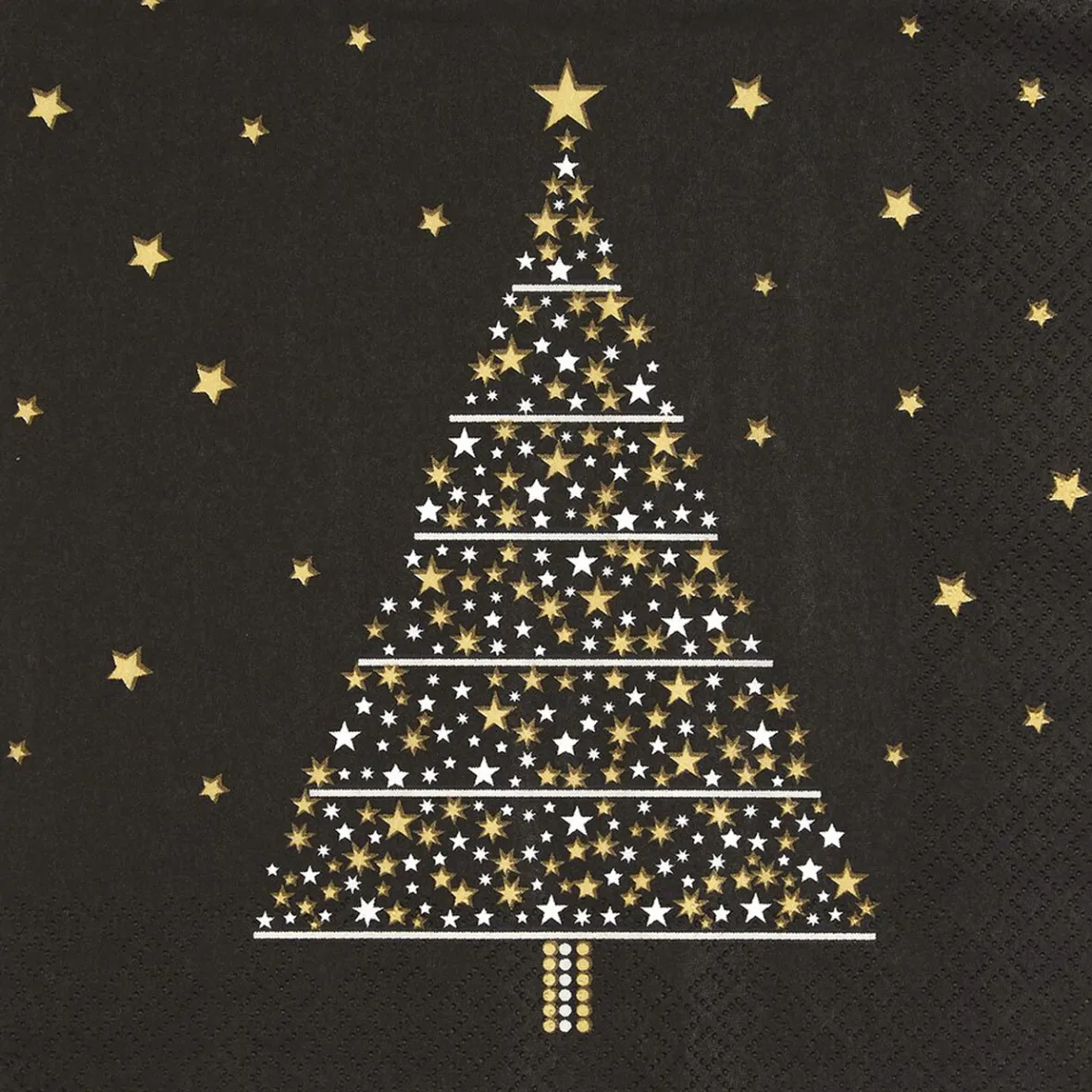 Serviette motif sapins noire et dorée x20-Gifi Best