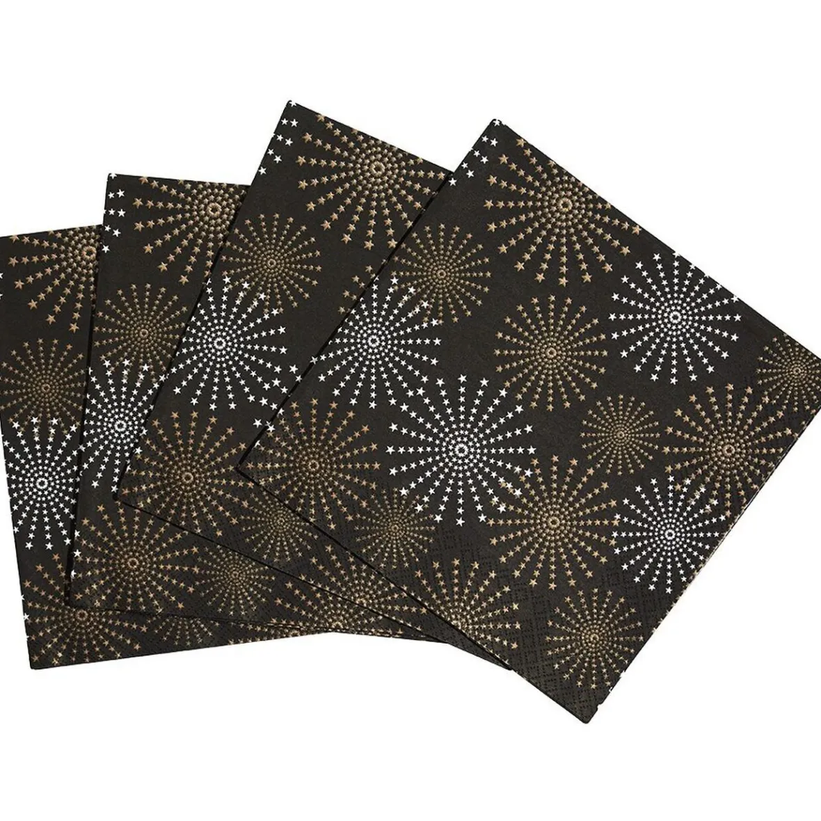 Serviette noire motif étoiles dorées et argentées x20-Gifi Sale