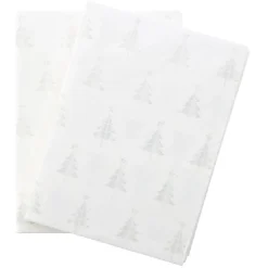 Serviette origami en papier motif sapin blanc argenté x12-Gifi New