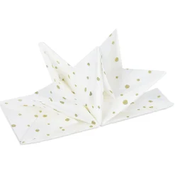 Serviette origami en papier blanc motif pois dorés x12-Gifi Online