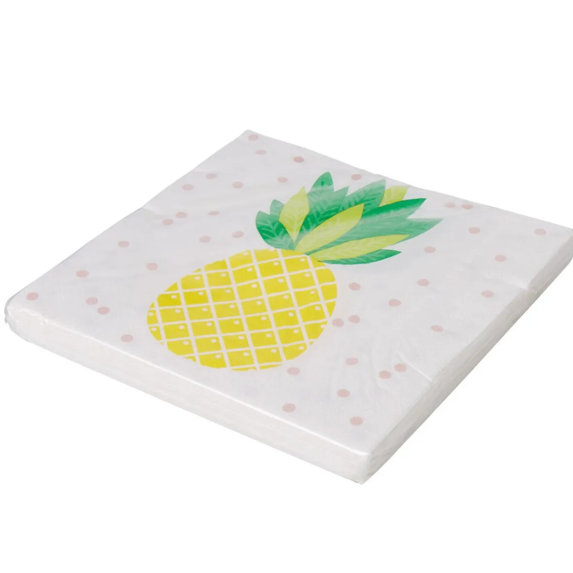 Serviette papier blanche décor ananas et pois gris x 20-Gifi Discount