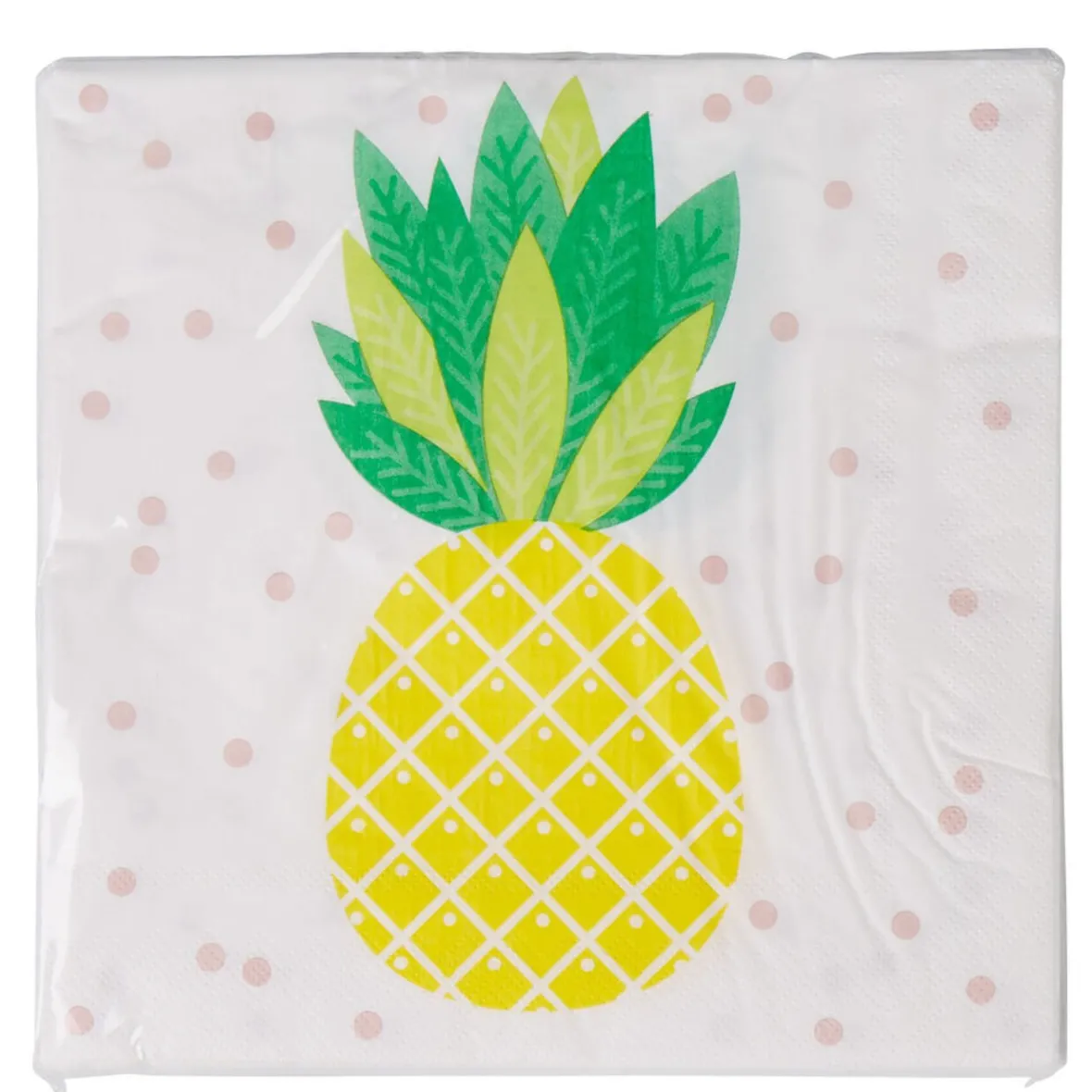 Serviette papier blanche décor ananas et pois gris x 20-Gifi Discount