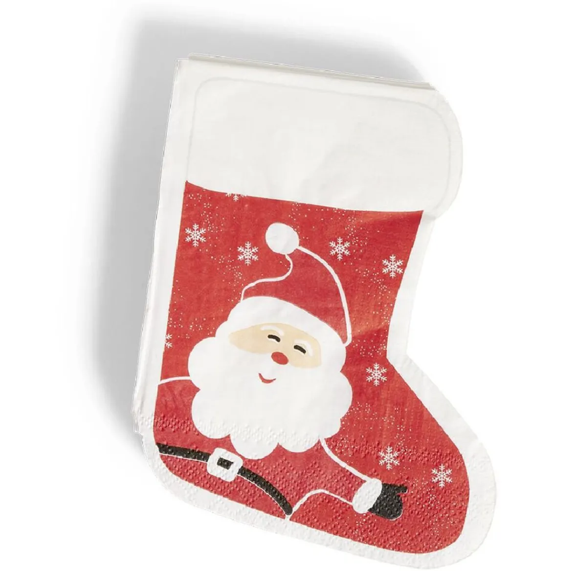 Serviette papier forme botte Noël rouge et blanc x20-Gifi Discount
