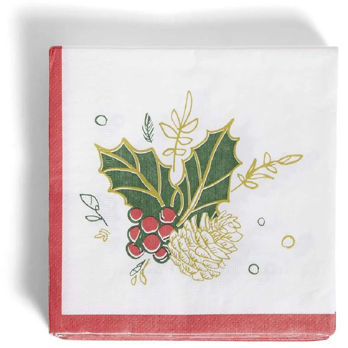 Serviette papier Noël motif houx blanc et rouge x20-Gifi