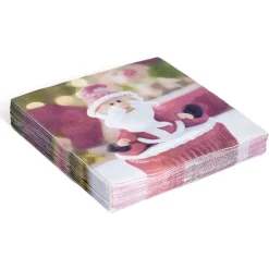 Serviette papier photoprint Père Noël 2 plis 40x40cm x20-Gifi Clearance