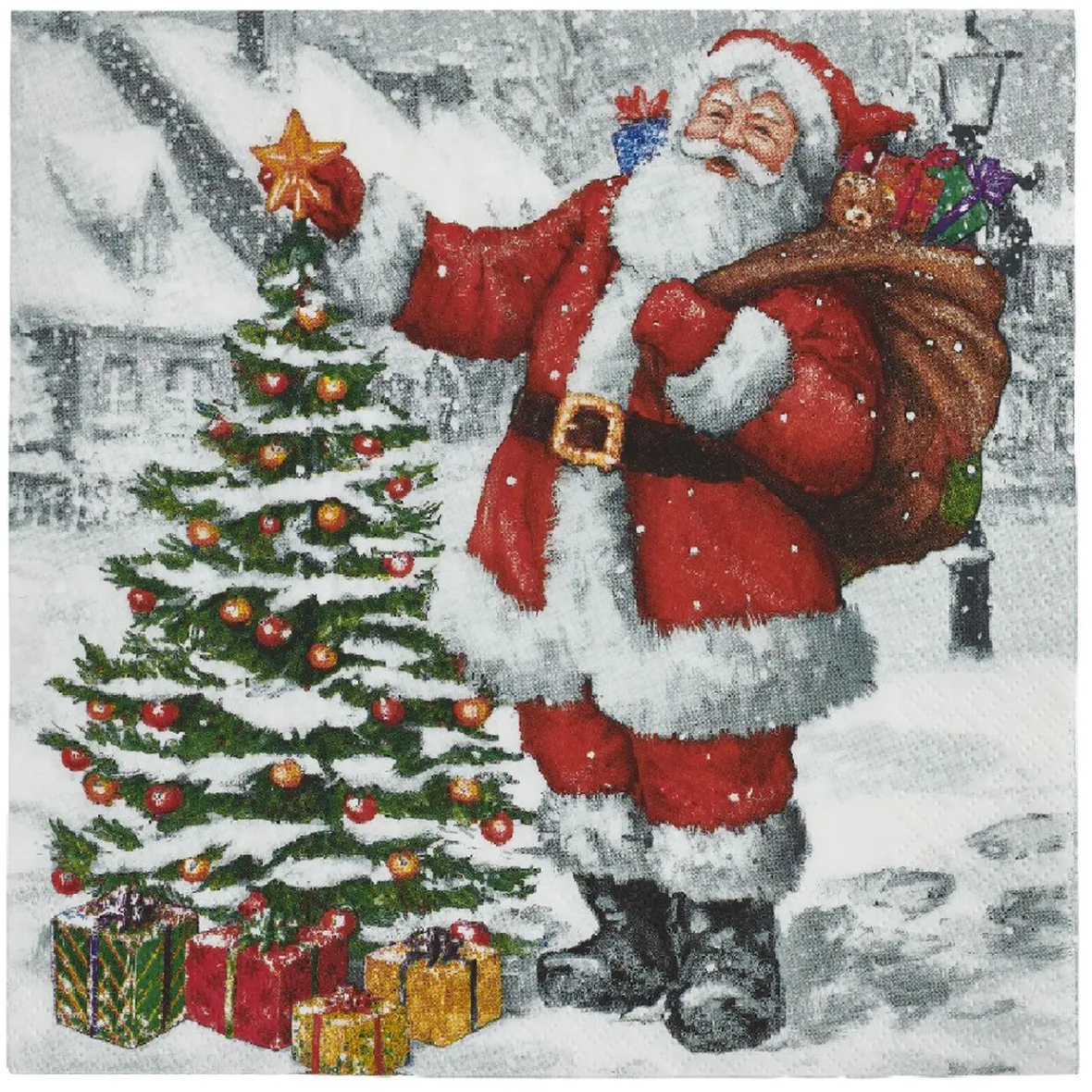 Serviette Père Noël et sapins x20-Gifi