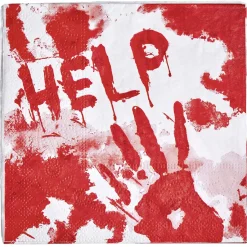 Serviette ronde en papier Halloween imprimé sang blanc et rouge x8-Gifi Clearance