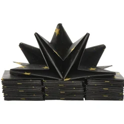 Serviettes de table pré-pliées noires étoiles dorées-Gifi Hot