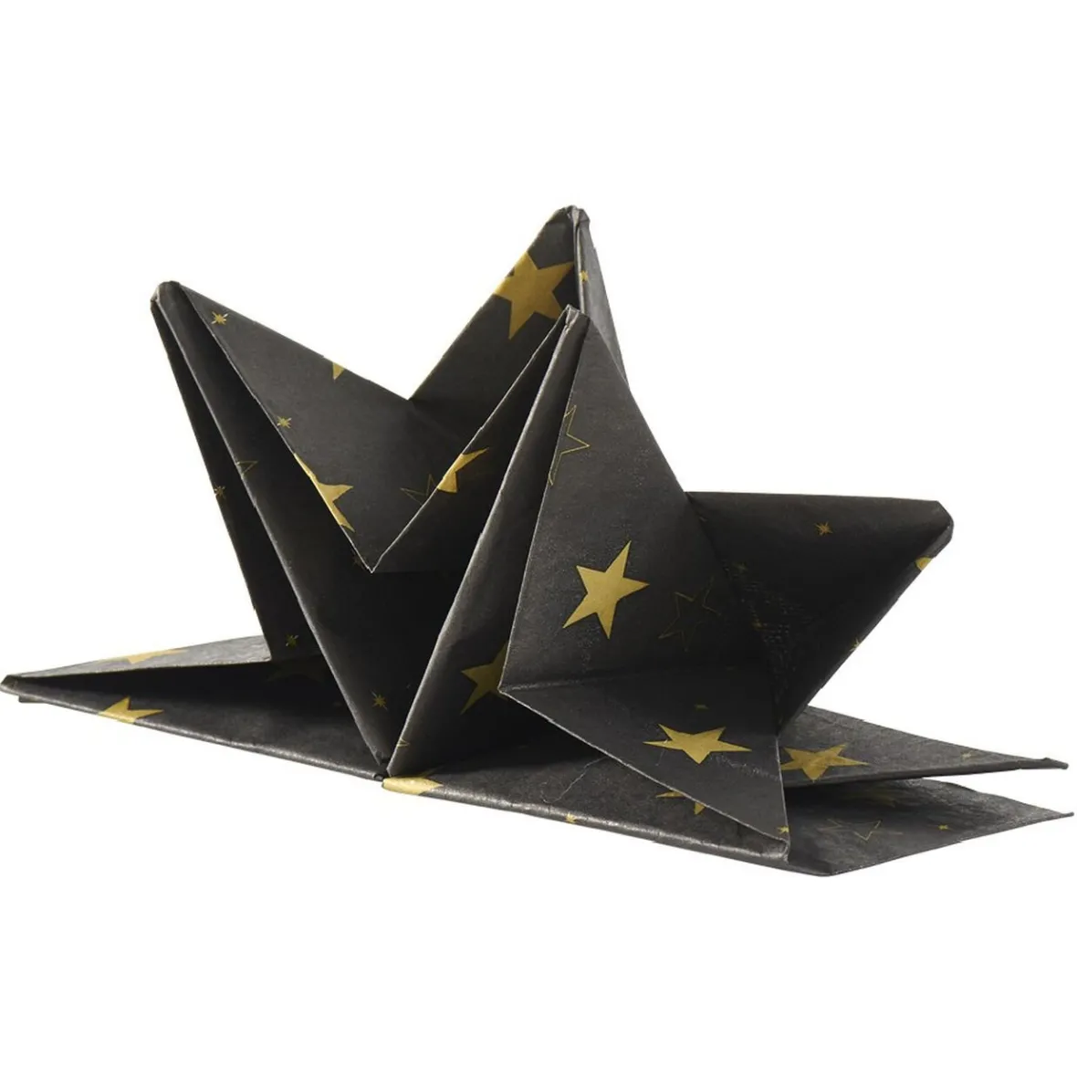 Serviettes de table pré-pliées noires étoiles dorées-Gifi Hot