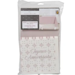 Set décoration de table anniversaire blanc et rose-Gifi Discount