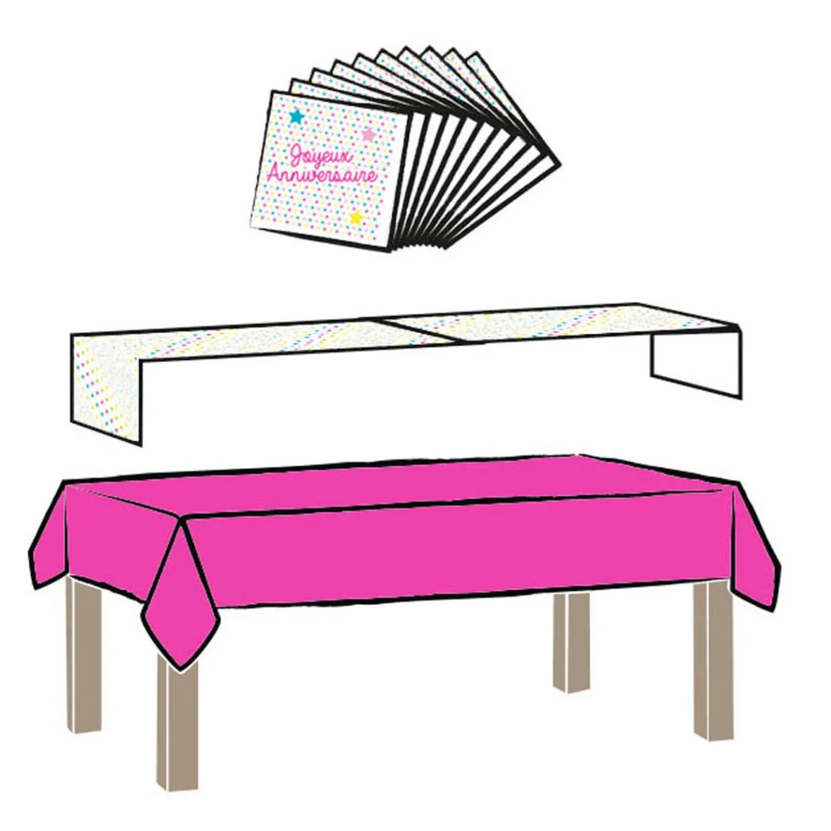 Set décoration de table anniversaire rose-Gifi Hot