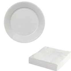 Set de 50 assiettes carton et 50 serviettes blanches-Gifi Best