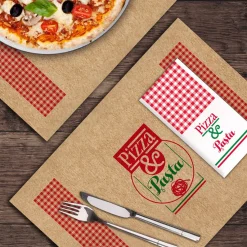 Set de table + serviette en papier Pizza & Pasta x10-Gifi Sale