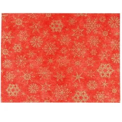 Set de table rouge design flocons dorés x8-Gifi Online