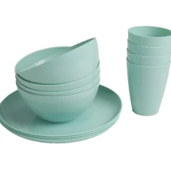 Set de vaisselle 12 pièces plastique uni bleu 4 personnes-Gifi Outlet