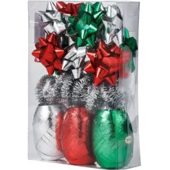 Set noeud et ruban pour cadeau rouge vert argenté-Gifi Hot