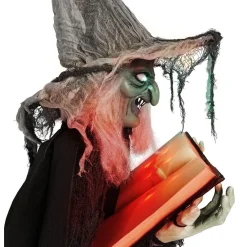 Sorcière debout tenant un livre lumineuse et sonore-Gifi Discount