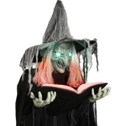 Sorcière debout tenant un livre lumineuse et sonore-Gifi Discount