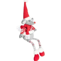 Souris assise déco Noël avec pattes tombantes H54cm-Gifi Outlet