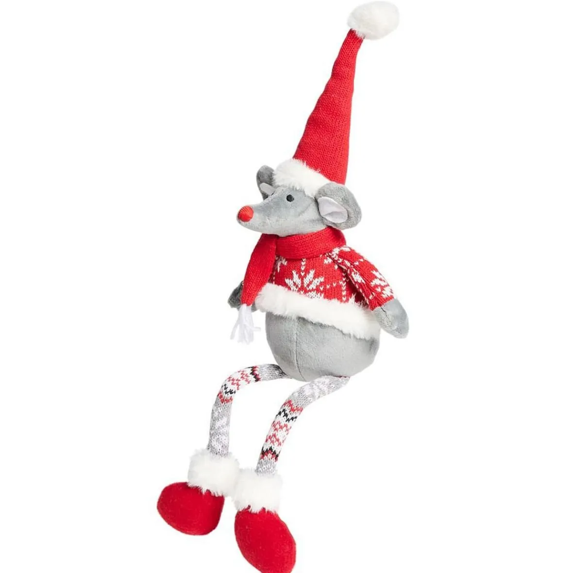 Souris assise déco Noël avec pattes tombantes H54cm-Gifi Outlet