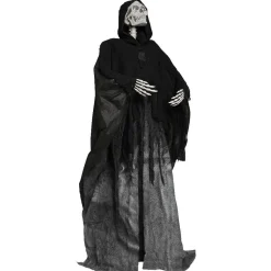 Squelette avec robe et capuche noire lumineux et sonore-Gifi Online