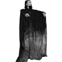 Squelette avec robe et capuche noire lumineux et sonore-Gifi Online