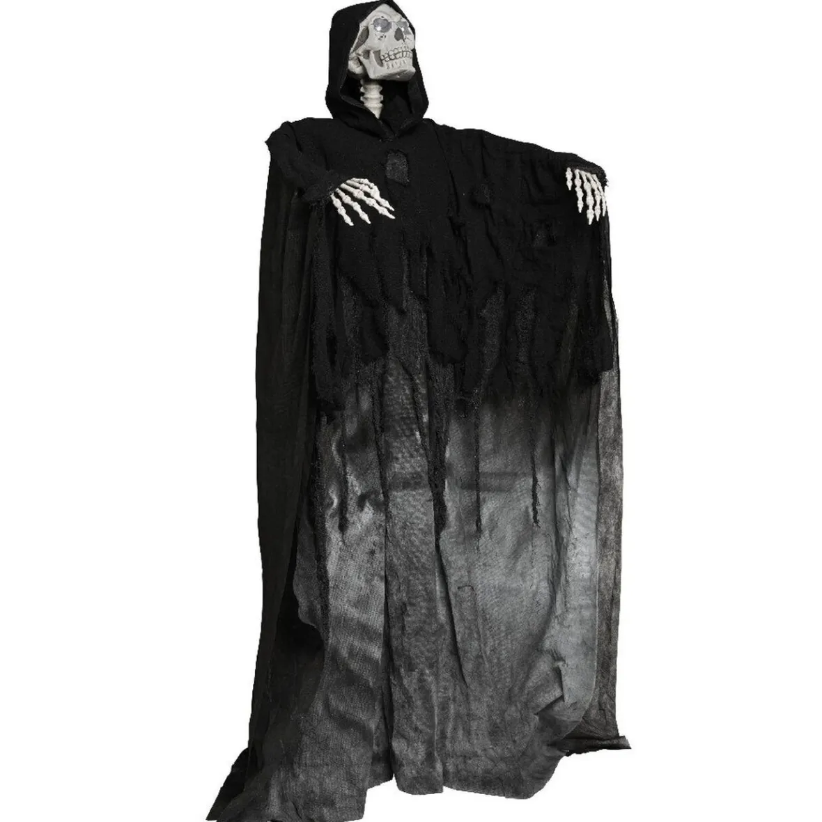 Squelette avec robe et capuche noire lumineux et sonore-Gifi Online