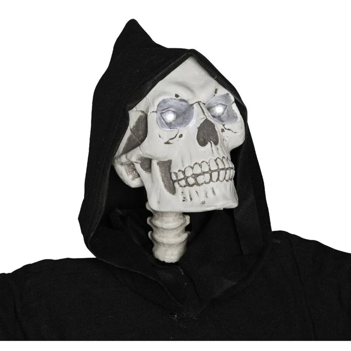 Squelette avec robe et capuche noire lumineux et sonore-Gifi Online