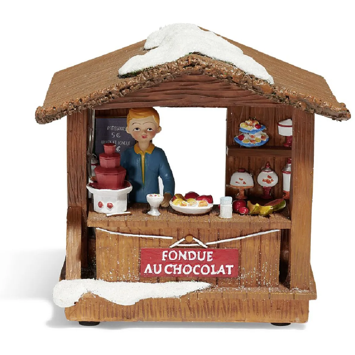 Stand de Noël lumineux fondue au chocolat 5 LED blanc chaud résine-Gifi Discount