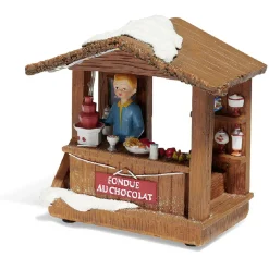 Stand de Noël lumineux fondue au chocolat 5 LED blanc chaud résine-Gifi Discount