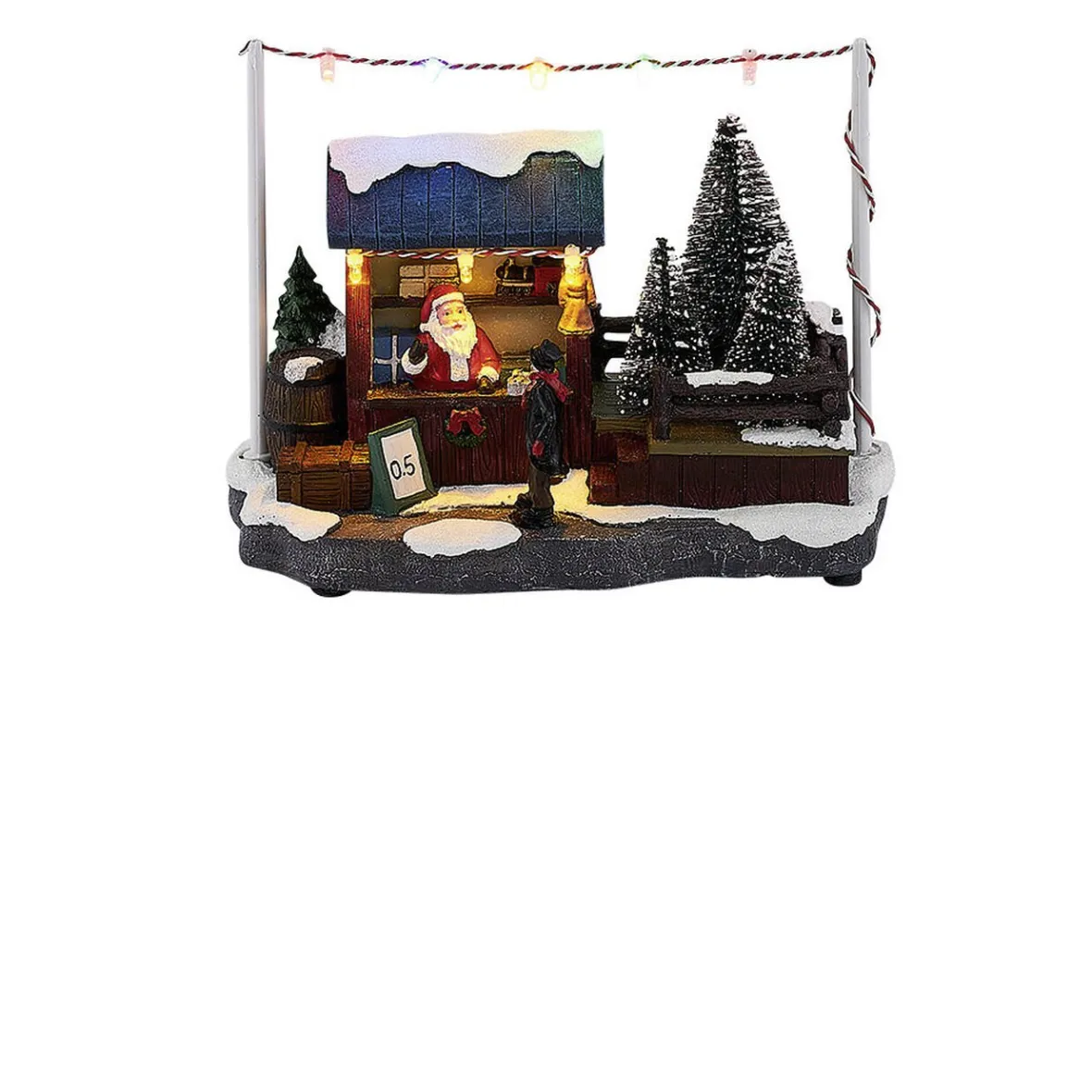 Stand Père Noël lumineux marché 8 LED multicolore en résine-Gifi Hot