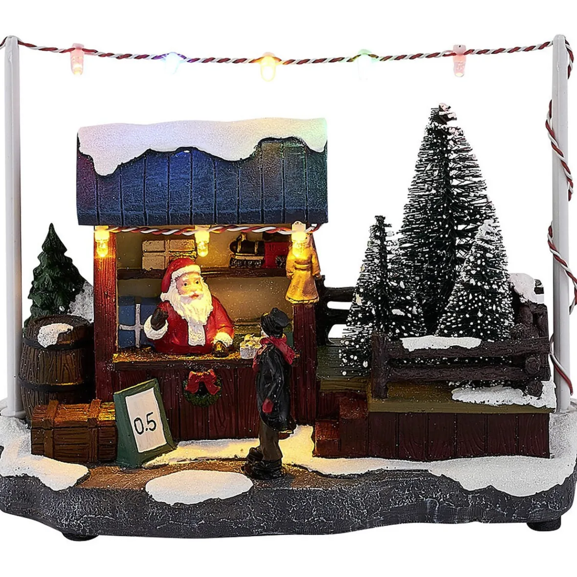 Stand Père Noël lumineux marché 8 LED multicolore en résine-Gifi Hot