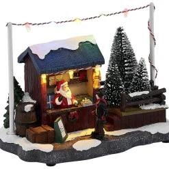Stand Père Noël lumineux marché 8 LED multicolore en résine-Gifi Hot