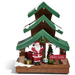 Stand Père Noël lumineux sapin 9 LED multicolore en résine-Gifi Outlet