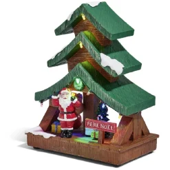 Stand Père Noël lumineux sapin 9 LED multicolore en résine-Gifi Outlet