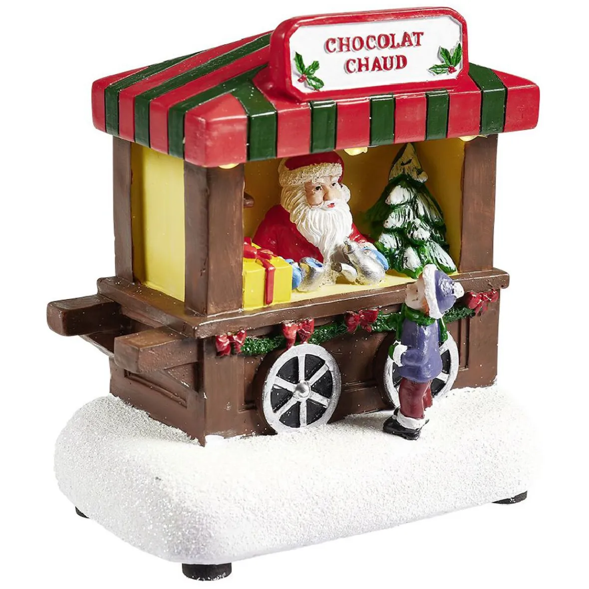 Stand vente de chocolat chaud lumineux Village de Noël-Gifi Online