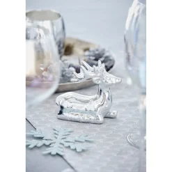 Statuette cerf argenté Noël givré-Gifi Outlet