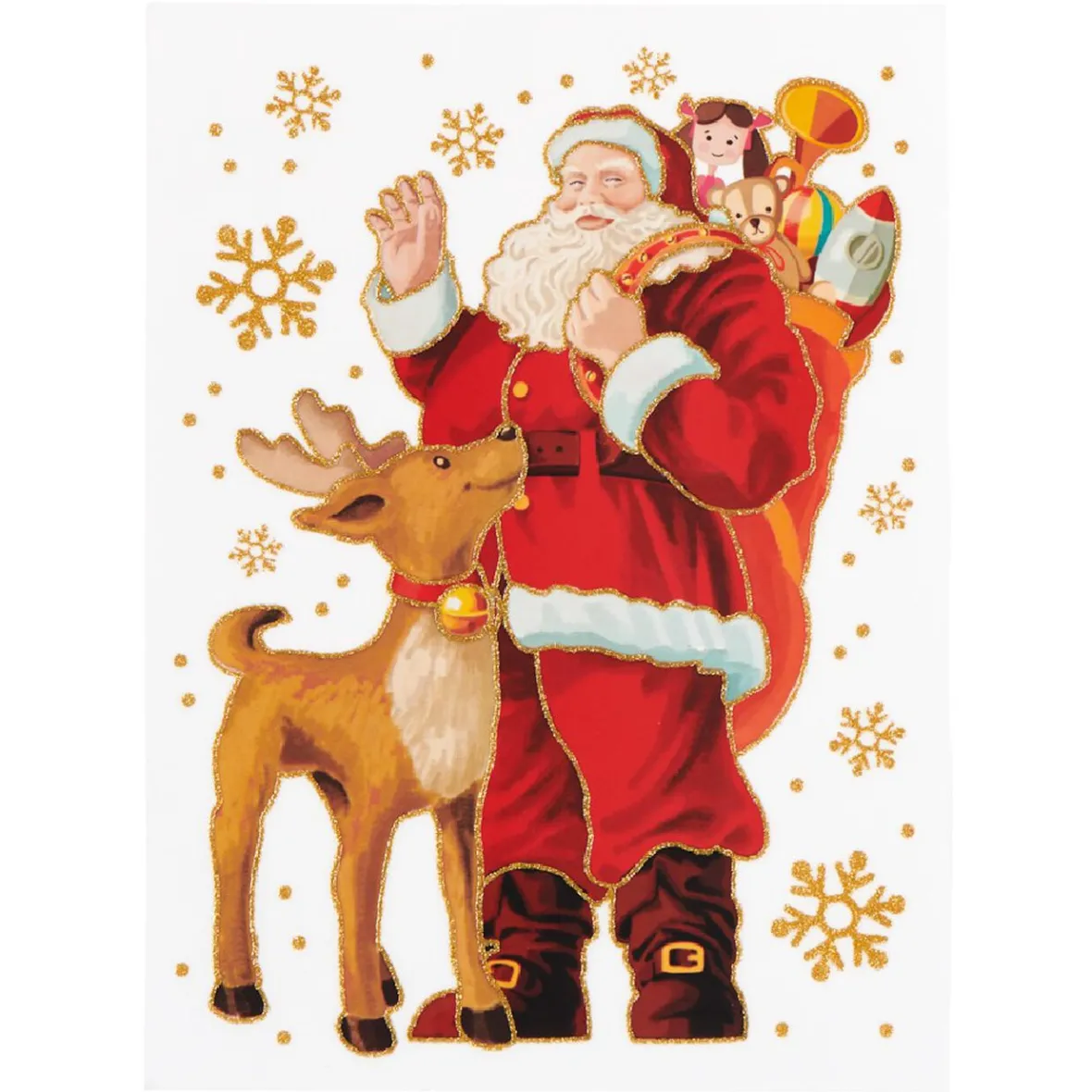Sticker électrostatique Père Noël et renne-Gifi Clearance