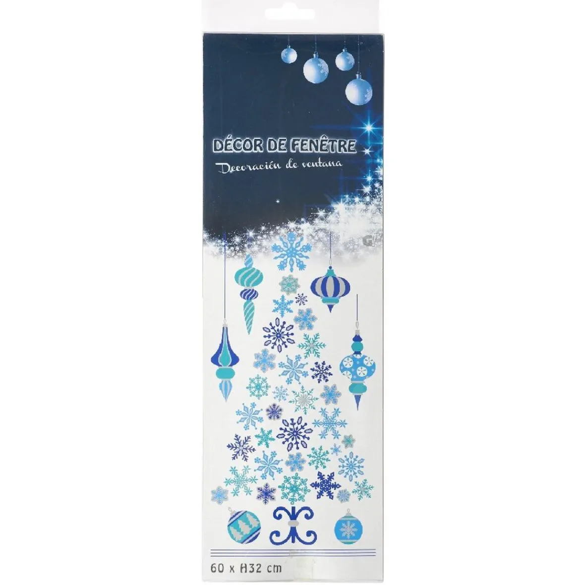 Sticker électrostatique sapin avec flocons et ornements-Gifi Discount