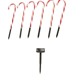 Sucre d'orge lumineux solaire x6 24 LED H43cm-Gifi Clearance