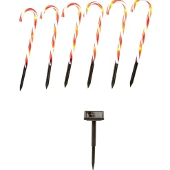 Sucre d'orge lumineux solaire x6 24 LED H43cm-Gifi Clearance