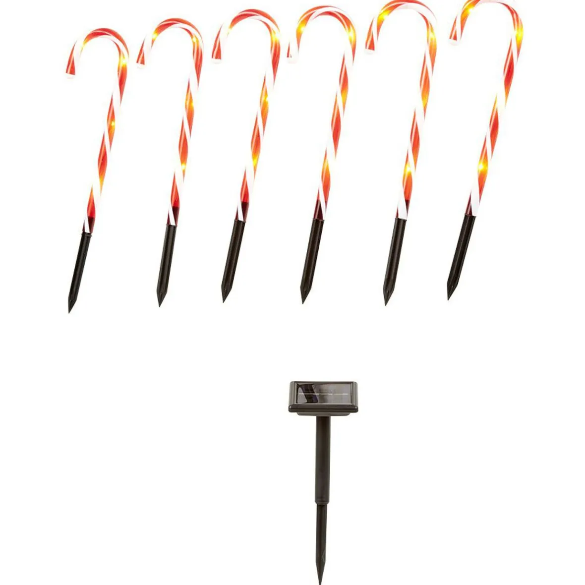 Sucre d'orge lumineux solaire x6 24 LED H43cm-Gifi Clearance