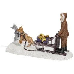 Sujet de Noël personnage sur traineau avec chien en résine-Gifi Clearance