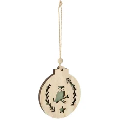 Supension ronde en bois nature motif animal-Gifi Outlet