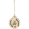 Supension ronde en bois nature motif ours ou hibou-Gifi Online