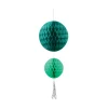 Suspension 2 boules avec pompon papier vert-Gifi New
