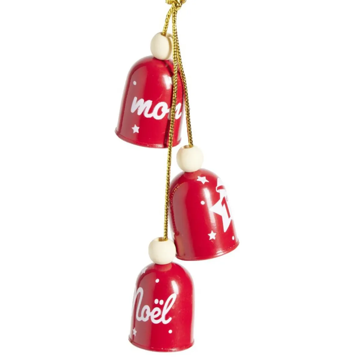 Suspension 3 clochettes "Mon 1er Noël" rouge ou dorée H10cm- 2 modèles-Gifi Best
