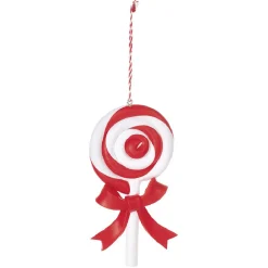 Suspension Bonbon lolipop blanc rouge H11 cm-Gifi