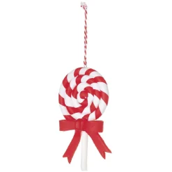 Suspension Bonbon lolipop blanc rouge H11 cm-Gifi